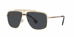 NEW VERSACE men's ve2242 rectangle sunglasses in gold - dark grey